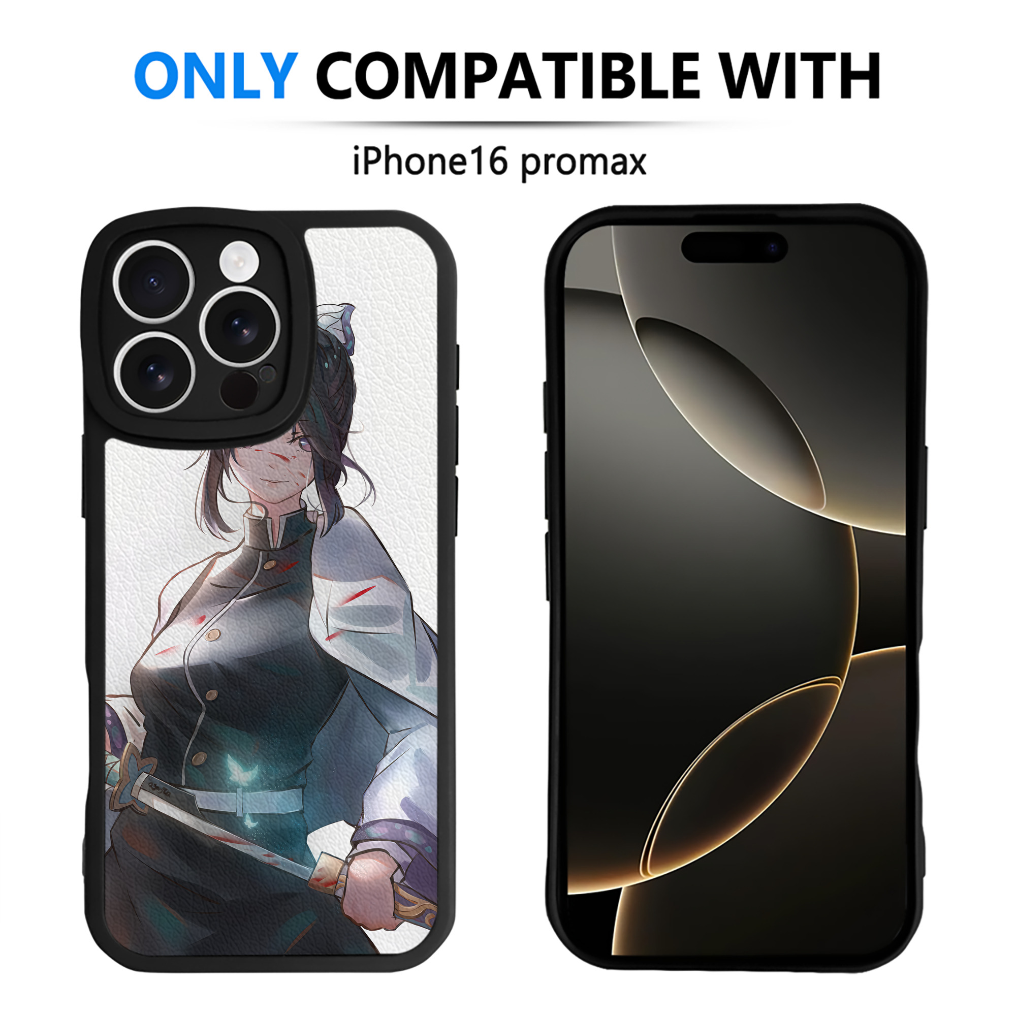 （画像用） 鬼滅の刃（きめつのやいば）蟲柱-胡蝶 しのぶ／こちょう しのぶ Kochou Shinobu 【iPhone 16シリーズ対応】シリコンスマホケース（レザー調） 材質：シリコン